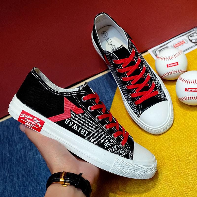 2020 Ins Men Sneakers Red Canvas Shoes Men Casual Shoes Breathable Classic Male Board Shoes Black Tenis Masculino