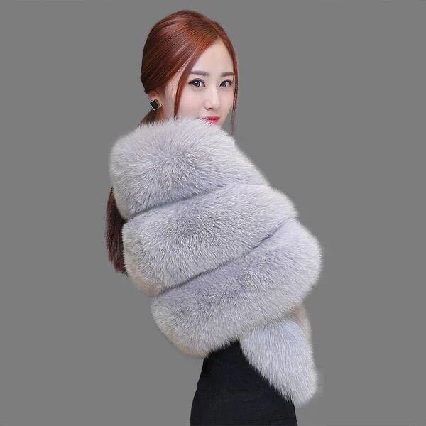 Autumn Winter Faux Fur Shawl Coat Women's Cheongsam Wedding Capes with  Slim Fit  Faux Fox Fur Warm Shawls and Wraps