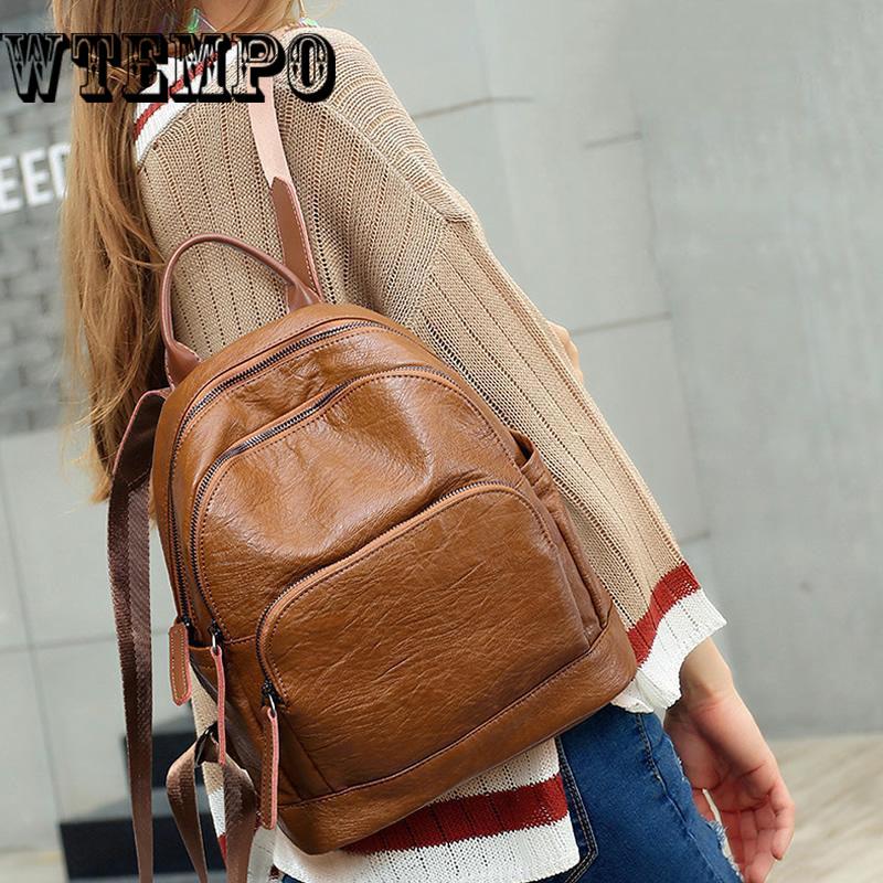 Shoulder Bag Female Leather Solid Color Bag Fashion Casual Travel Backpack Ladies Shoulder Bag