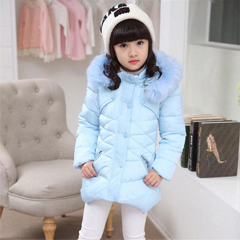 Girls' Winter Coat Mid-length Plus Velvet Thickening Autumn and Winter Little Girl Padded Jacket Children's Warm Down Jackets