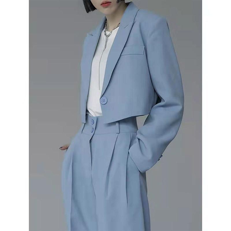 2PCS Women's Suits Spring and Autumn Black Suit Short Jacket Pants Two-piece Loose Handsome Short Suit Suit Ladies Elegant Suit Slimming Suit