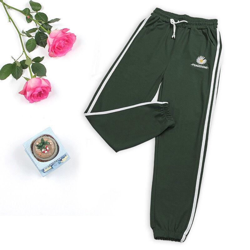 All-match Slim Slimming Simple Sports Pants Female Students Loose Nine-point Daisy Beam Thin Section