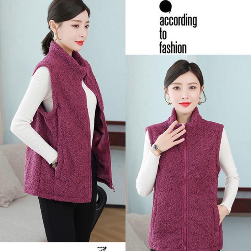 Vest Women's Short Lamb Fleece Autumn and Winter Thickened Warm All-match Coat