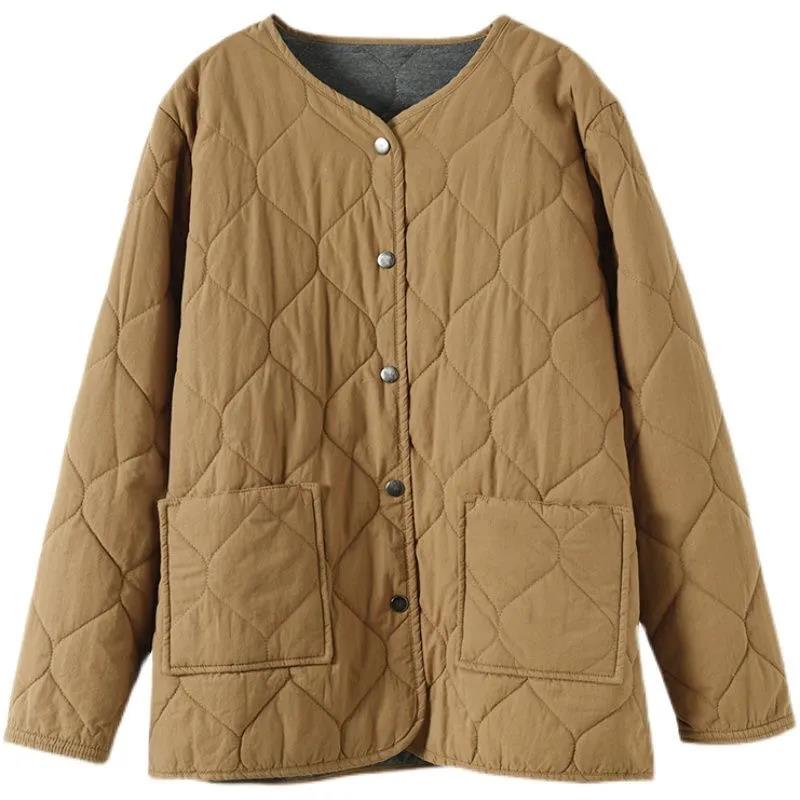 Winter Quilted Jacket Literary Single-breasted Button Coat for Women To Keep Warm Padded Jacket