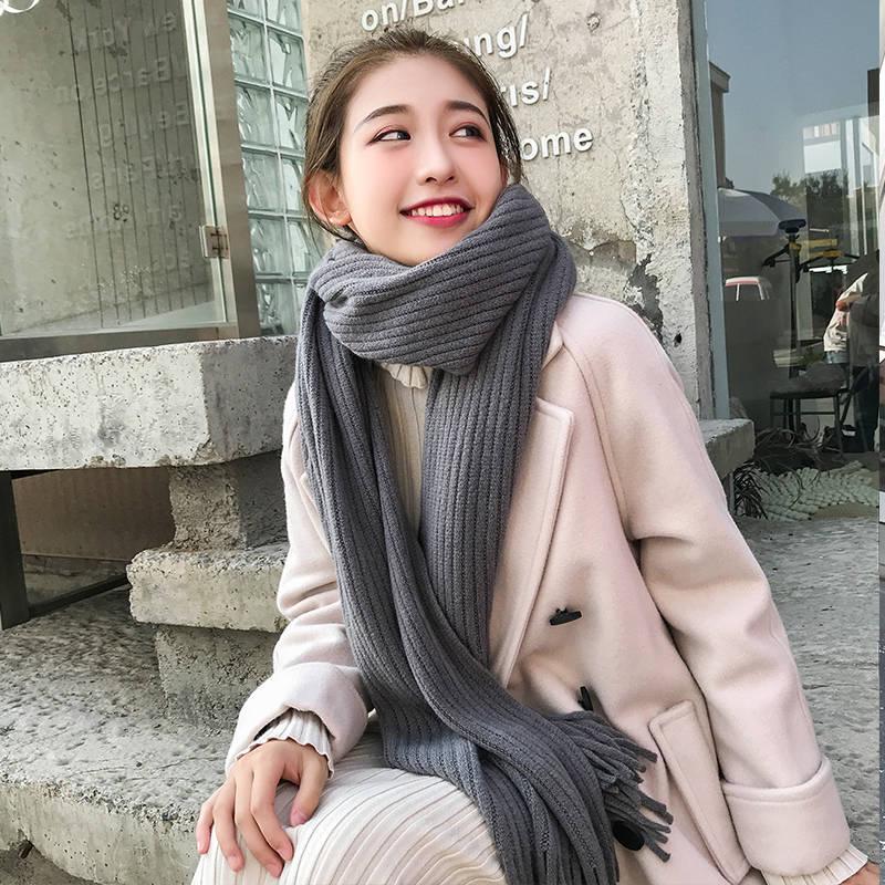 Women Fashion Winter Scarf Wool Knitted Scarves Shawls Womens Thick Neck Warmer Pashmina Scarfs