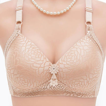 Women's Thin Large Size Anti-sagging Anti-glare Underwear Bras Receiving Bras Gathering No Steel Rings Lightweight Breathable Sexy Embroidered Bras