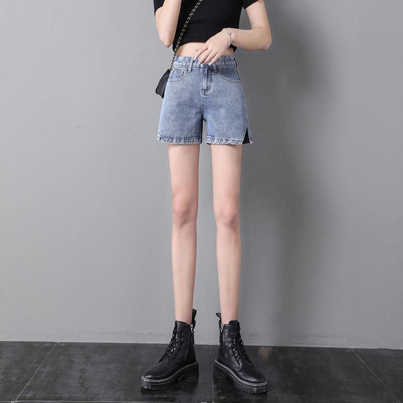 WTEMPO WomenSide Split High Waist Denim Shorts Loose Spring and Summer Wide Leg A-line Thin Casual Shorts