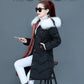 Ladies Down Jacket Winter Fashion Big Fur Collar Hooded Jacket Thick and Cotton Warm Mid-length Jacket