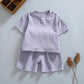 Baby Suit Leisure Sports Girls Boys T-shirt + Shorts Suit Pajamas Children's Clothing Two Piece Set Pleated Thin Summer Suit