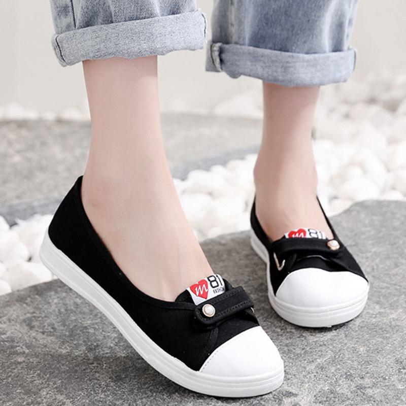 Canvas Shoes Female Students Korean Version of The Breathable White Shoes Low-cut Shallow Mouth Flat Casual Shoes A Pedal Female Net Shoes