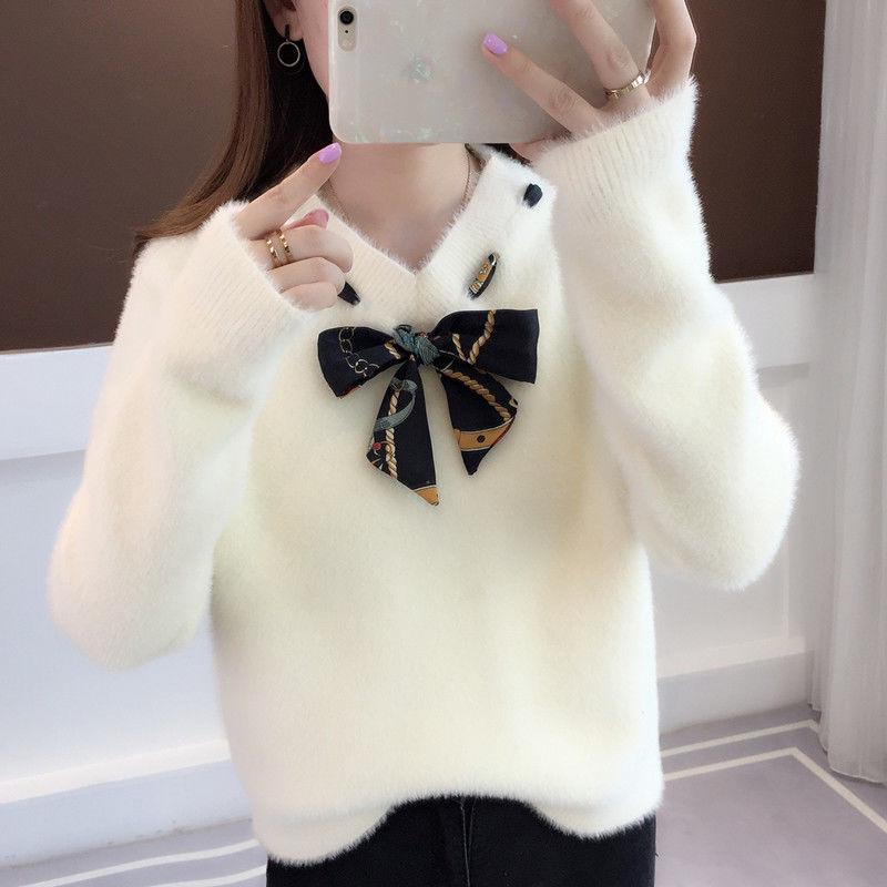 Autumn and Winter Mohair Jacket Fashion Thick Loose Top Casual Style Women Sweater