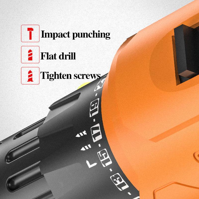 18V Cordless Electric Drill Set Brushless Impact Drill High Torque Electric Screwdriver Home Utility Tool