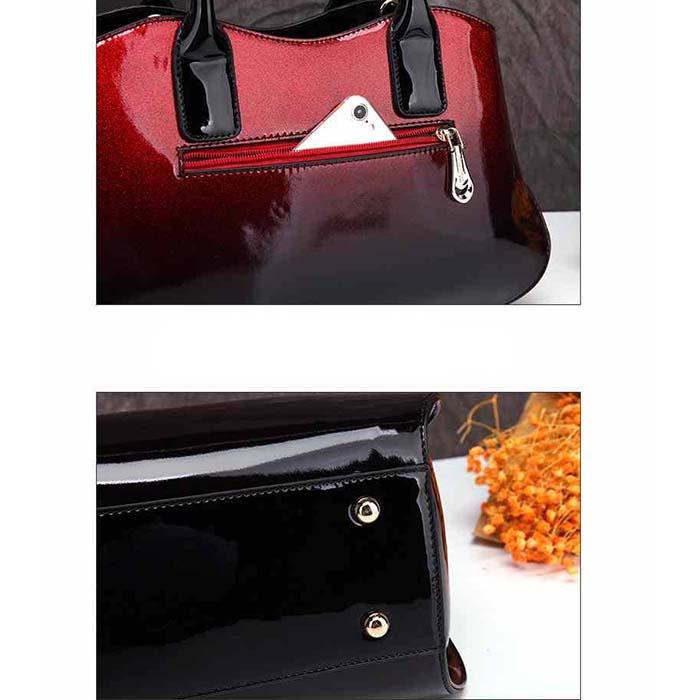 Woman Leather Handbag Luxury Patent Leather Shoulder Bags Handbags Women Bride Wedding Totes Boston