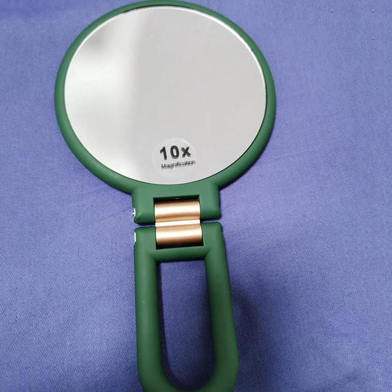 Women Hand-held Makeup Mirror Portable HD Thin and Light Travel Appointment Long Handle Foldable Enlarge Small Mirror