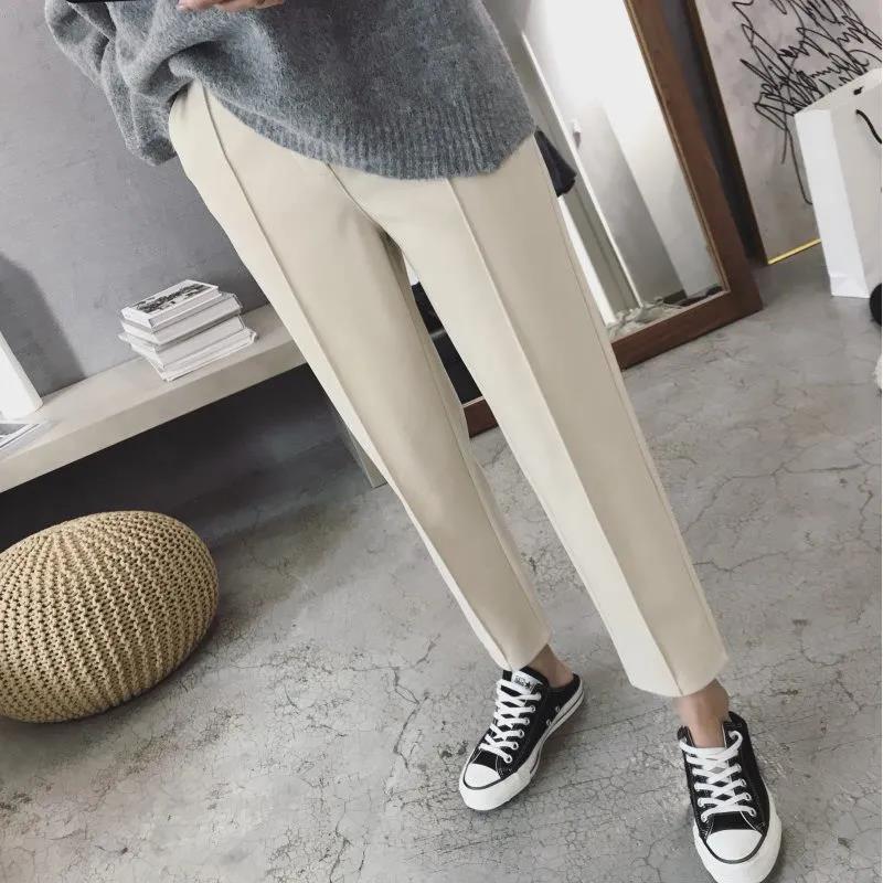 Plush Thick Woolen Casual Pants Women's Autumn and Winter Korean Version of The Wild Trend Loose High Waist Fashion Nine-point Harem Pants