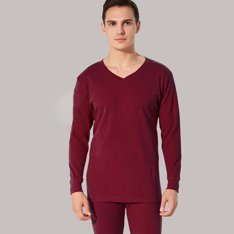 Men Winter Thermal Underwear V-neck Tops Pants Male Autumn Clothes Tight Suit Thicken Windproof Comfortable Soft Lining Long Sleeve High Elasticity