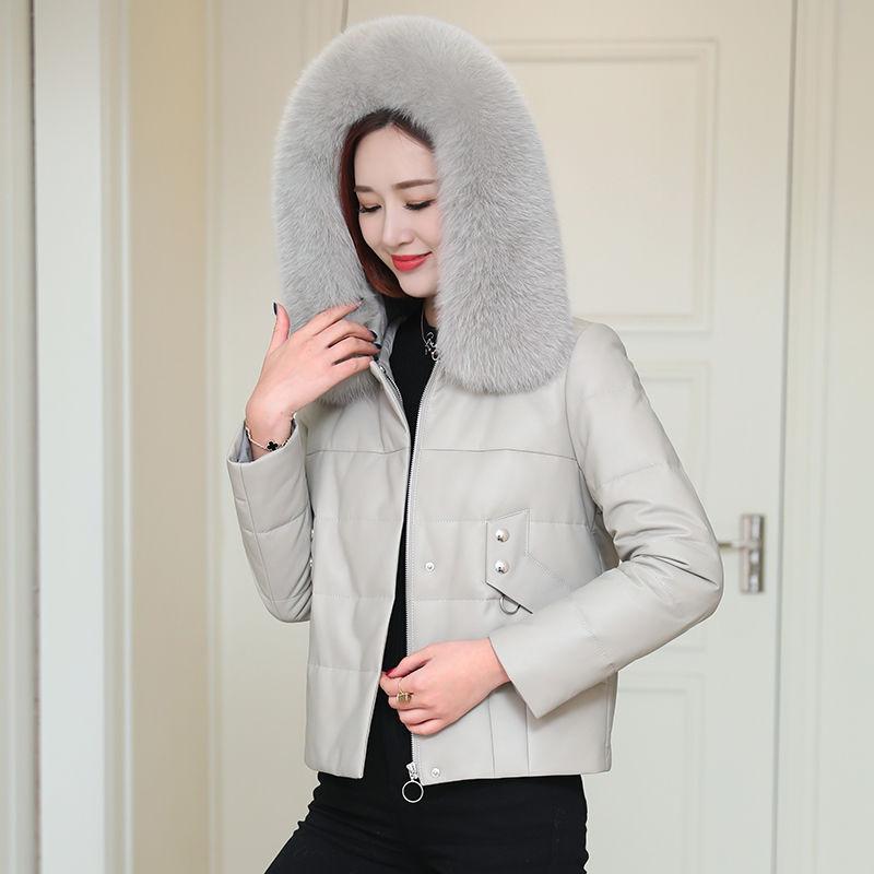 Feather Down Cotton Jacket Imitation Sheep Skin Small Leather Women Short Loose Fashion Trend Warm High Waist Jacket