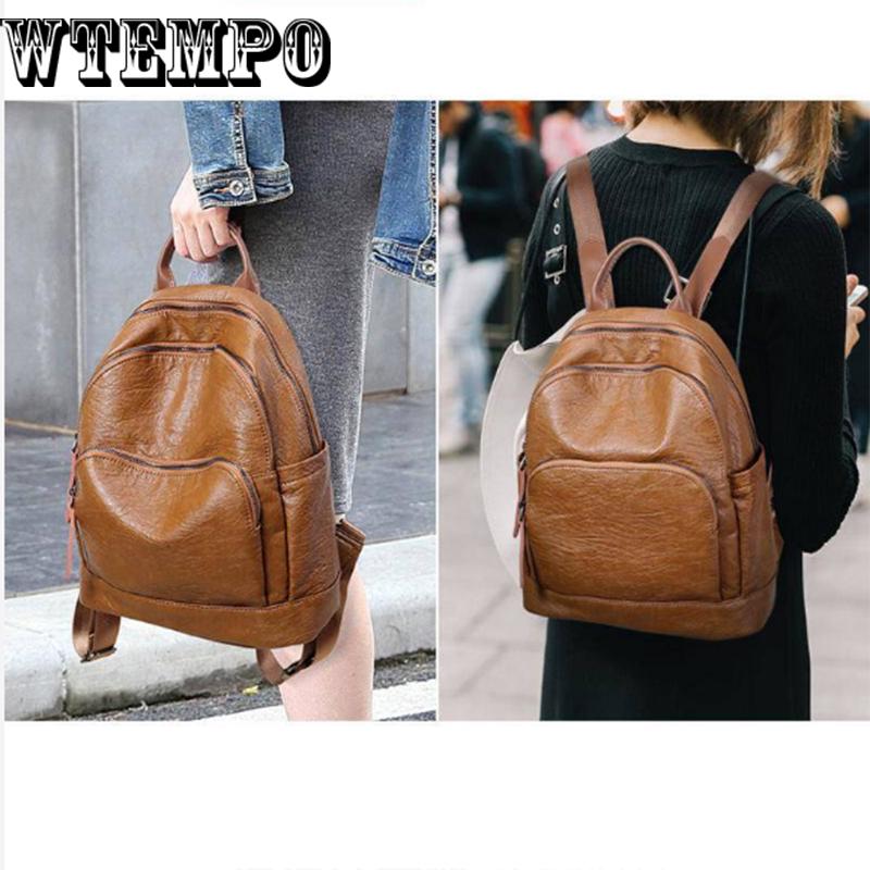 Shoulder Bag Female Leather Solid Color Bag Fashion Casual Travel Backpack Ladies Shoulder Bag