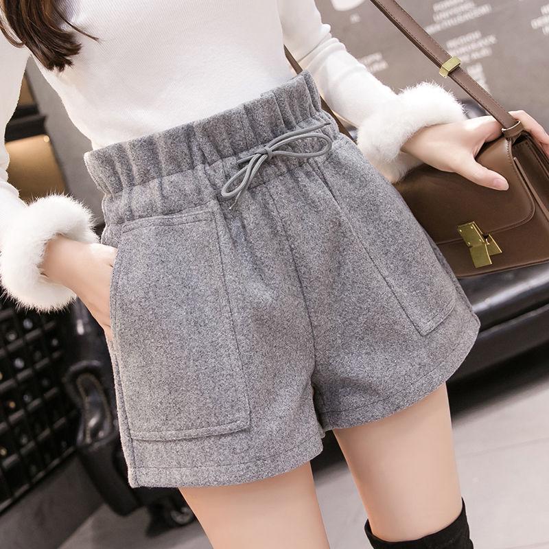 Fashionable Women Loose Short Pants Wide Leg Woolen Fashion Material Breathable Casual Wide Leg