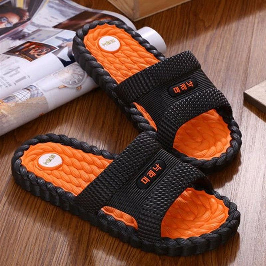 Korean Style Clearance Men's Slippers Summer Home Indoor Massage Leisure Sandals and Slippers Deodorant Non-slip Men's Outer Wear Tide Shoes