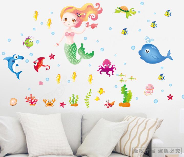 Cartoon wall sticker creative children room wall decoration bathroom tile waterproof wallpaper