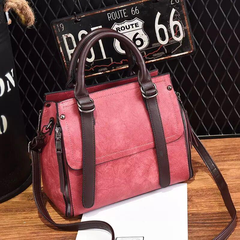 Woman bag European and American Shoulder Handbag Trendy wild Patent leather bag Genuine Leather