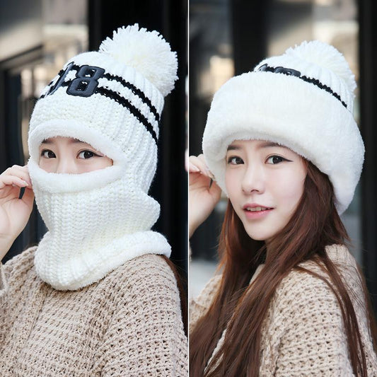 Hat Women Knitted Winter Hat Multi-function Scarf Beanies Knit Women Neck Warmer Skullies Bonnet