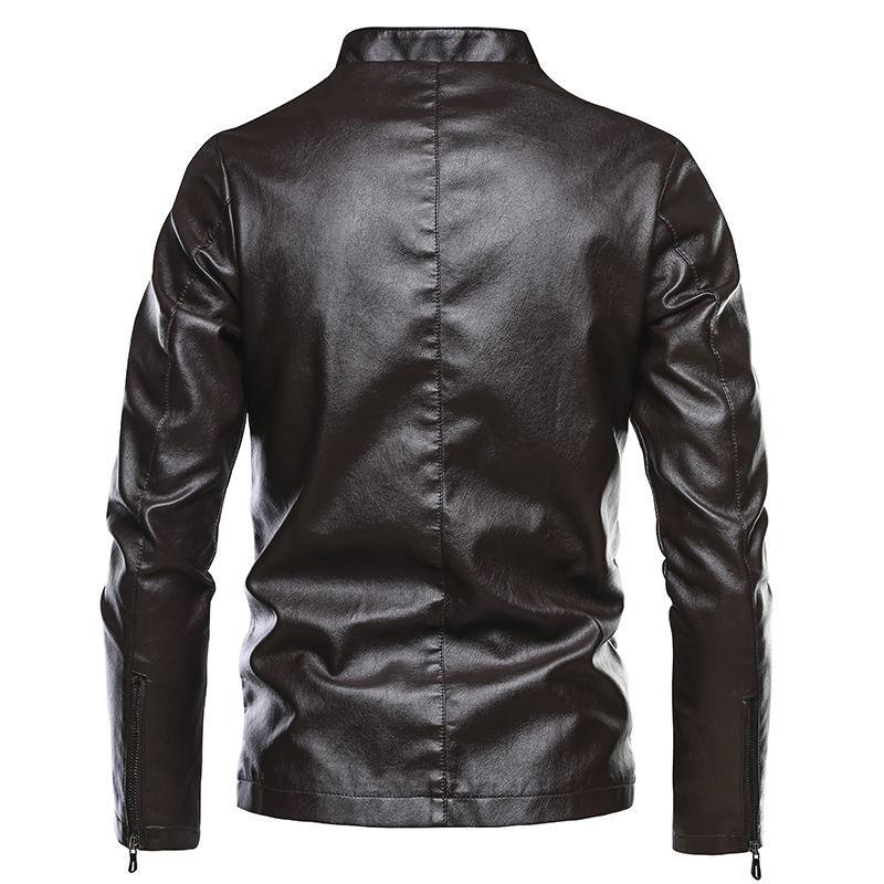 Men's Leather Jackets Plus Velvet Autumn and Winter Leather Jackets Korean Style Slim Jackets Young and Middle-aged Men's Motorcycles