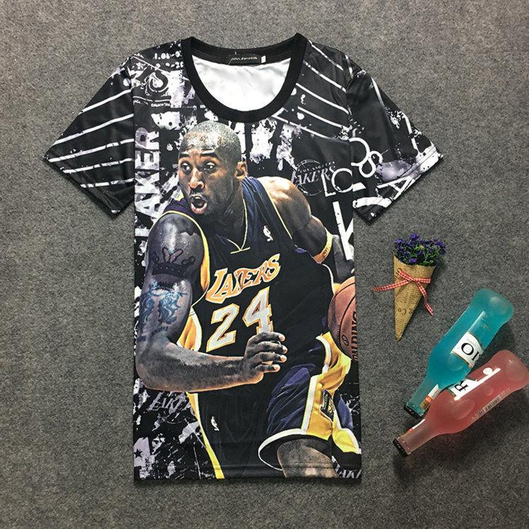 Large size basketball clothes men's summer 3D printing short-sleeved T-shirt men's star T-sleeves