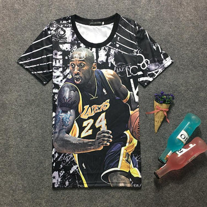 Large size basketball clothes men's summer 3D printing short-sleeved T-shirt men's star T-sleeves