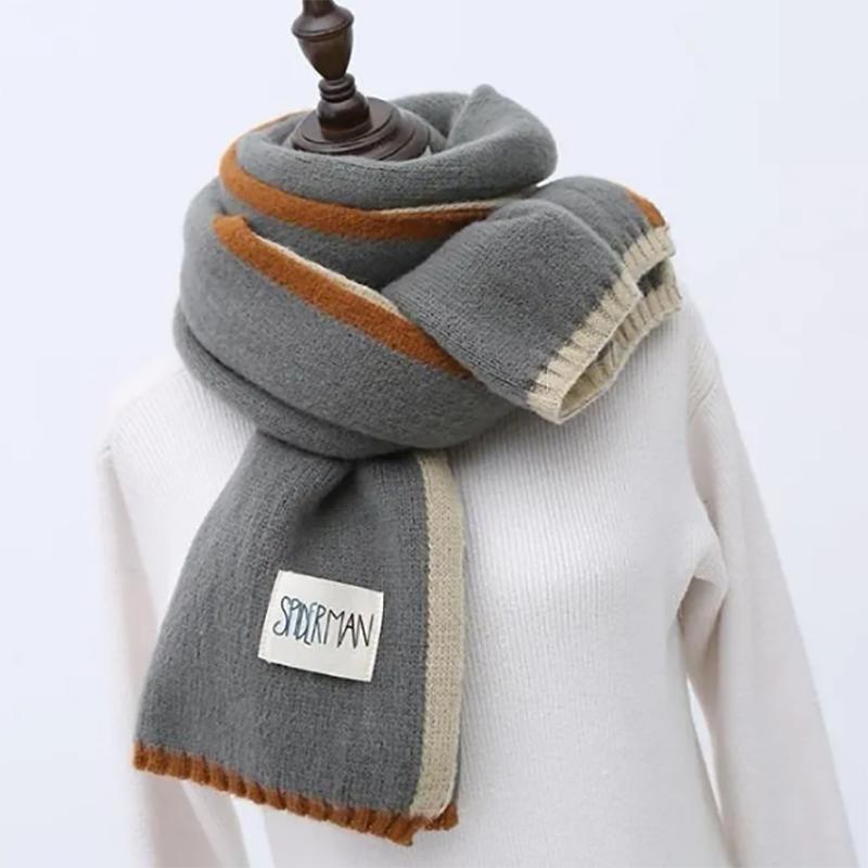 Scarf Women Winter Korean Version of Wool Knitted Scarf Wild Women Warm Thickened Long Scarfs