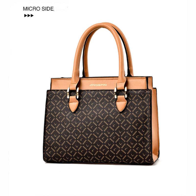 Personality Vintage Print PU Leather Handbags for Women Bags Luxury Top-Handle Bags Large Capacity Crossbody Bag