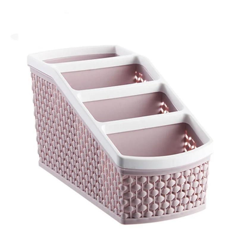 Trapezoid Storage Box Cosmetic Box Creative Living Room Office Desk Sorting Box Storage Box 4-compartment Plastic Box