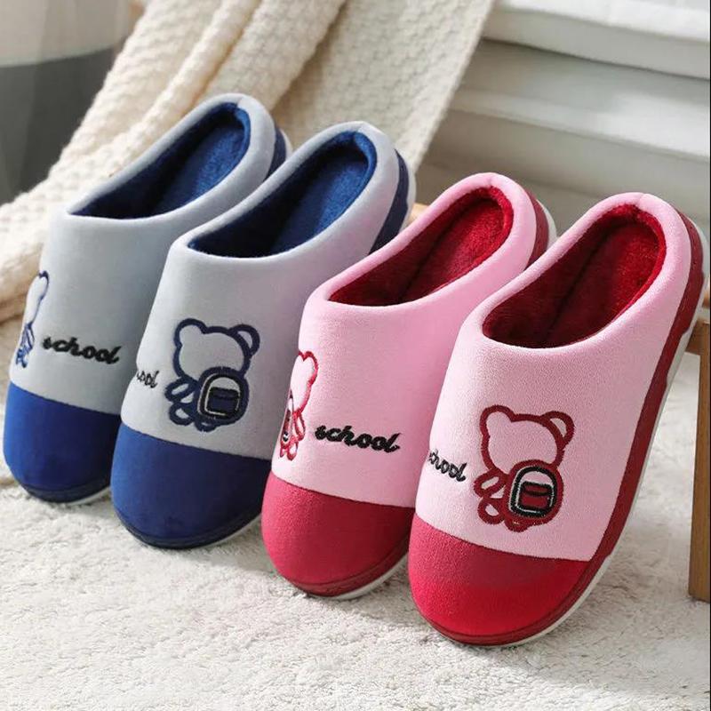 Winter Couple Thickened Non-slip Slippers Home Warm Indoor Fur Slippers Cotton Slippers