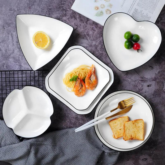 Nordic Style Plate Dish Plate Household Ceramic Dish Plate Creative Fruit Plate Square Dessert Plate Heart-shaped Plate