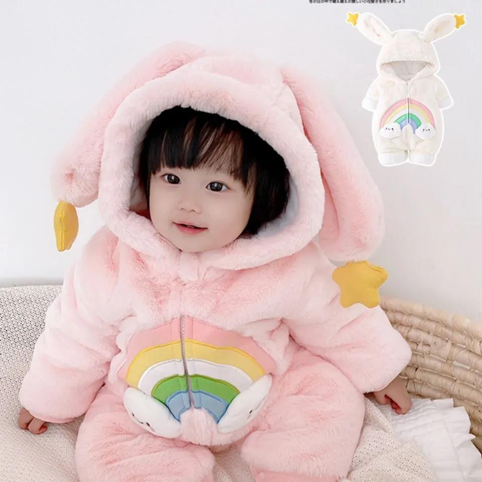 Baby Winter Clothes Autumn Winter Suit Cotton Padded Clothes Female Princess Goes Out To Hold Clothes Baby Thickened Lovely Winter One-piece Clothes