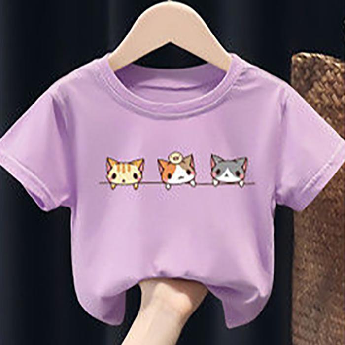 Summer Kids Cute Printing T Shirts Short Sleeve Tops Korean Style O-neck Loose T Shirts For Children Girls and Boys