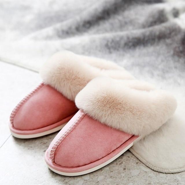 Plush Warm Home Flat Slippers Lightweight Soft Comfortable Winter Slippers Women's Cotton Shoes Indoor Plush Slippers