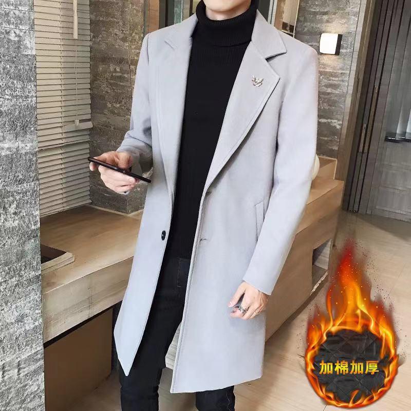 Men Woolen Coat Autumn Trench Coat  Slim Fit Wool Jacket Coat Men Long Coats Fashion Overcoats