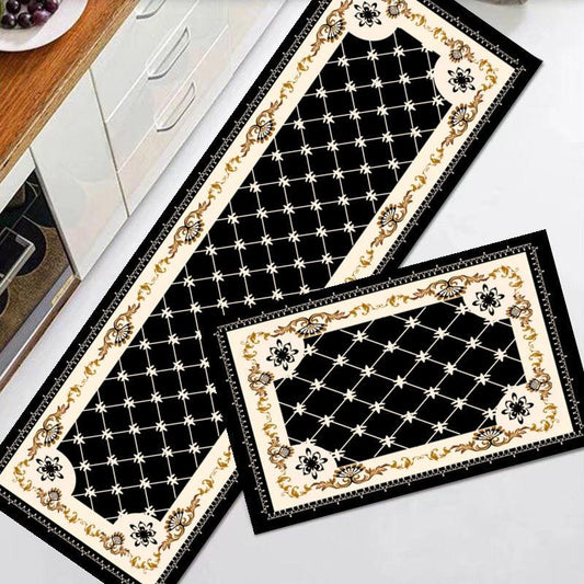 Kitchen Floor Two-piece Long Strip Oil Absorbent Anti-skid Foot Pad Home Entrance Door Mat Toilet Dirty Water Washing Simple Wind