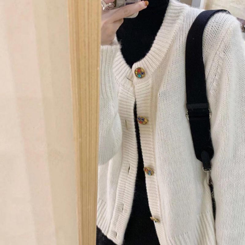 Sweater Cardigan Coat Women's Knitted Sweater Lazy Style Autumn and Winter Style Red Design Outer Wear