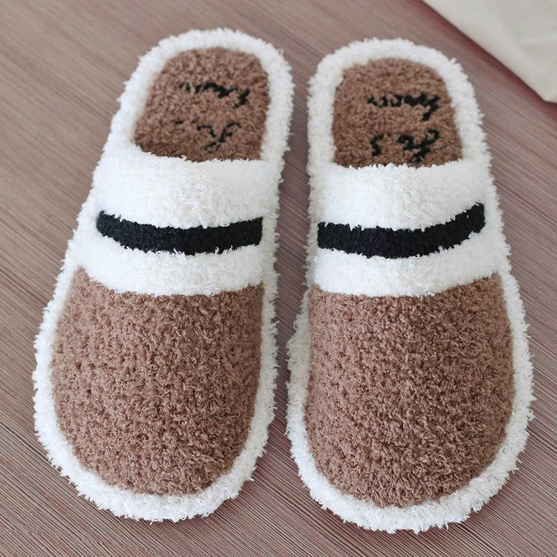 Autumn and Winter Pure Cotton Slippers Indoor Non-slip Soft-soled Shoes Warm Simple and Comfortable Casual Plush Cotton Shoes