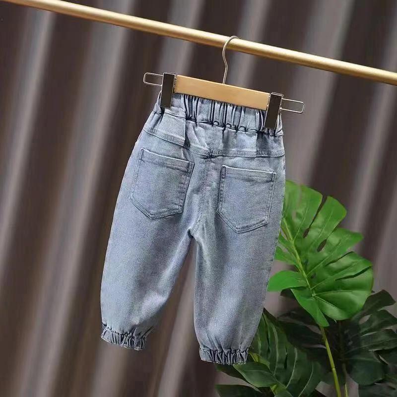 Kids' Pants Summer Jeans Korean Embroidery Print Letter Loose Boys' and Girls' Jeans Pants Pants Casual Pants