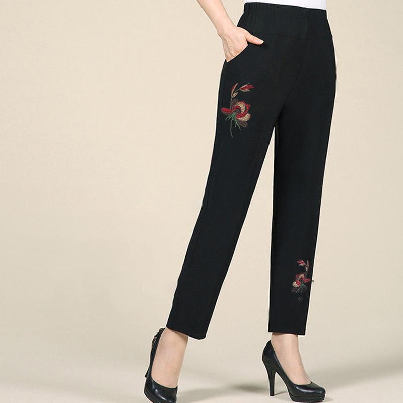 Middle-aged and Elderly Spring and Autumn Women's Pants Grandma High-waist Loose Straight-leg Pants Large Size Pants for The Elderly