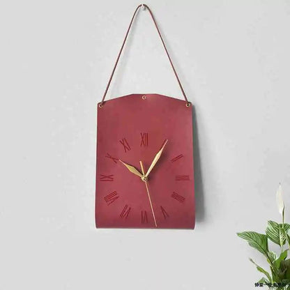 Bag-shaped Creative Wall Clock Modern Art Clock Table Wall-mounted Retro Leather Personality Living Room Bedroom Mute Decorative Clock Wall Wall Clock