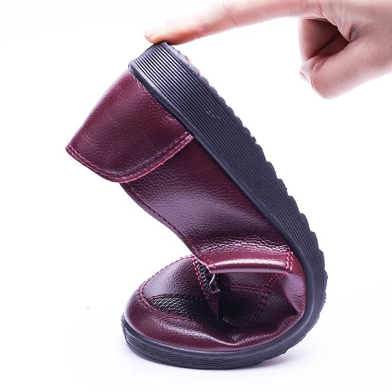 Women's Ladies Female Woman Mother Shoes Flats Genuine Leather Loafers Mixed Colorful Non Slip on Plus Size 35-41