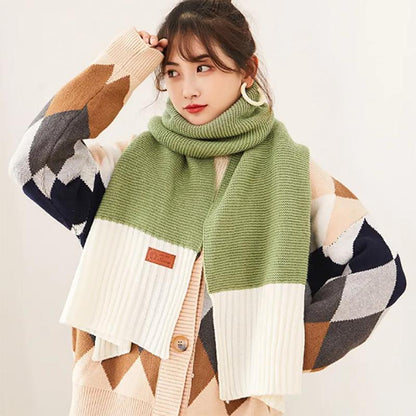 Women's Korean Version Scarf Winter Long Wool Knitted Scarf Women Wild Thickened Bib Womens