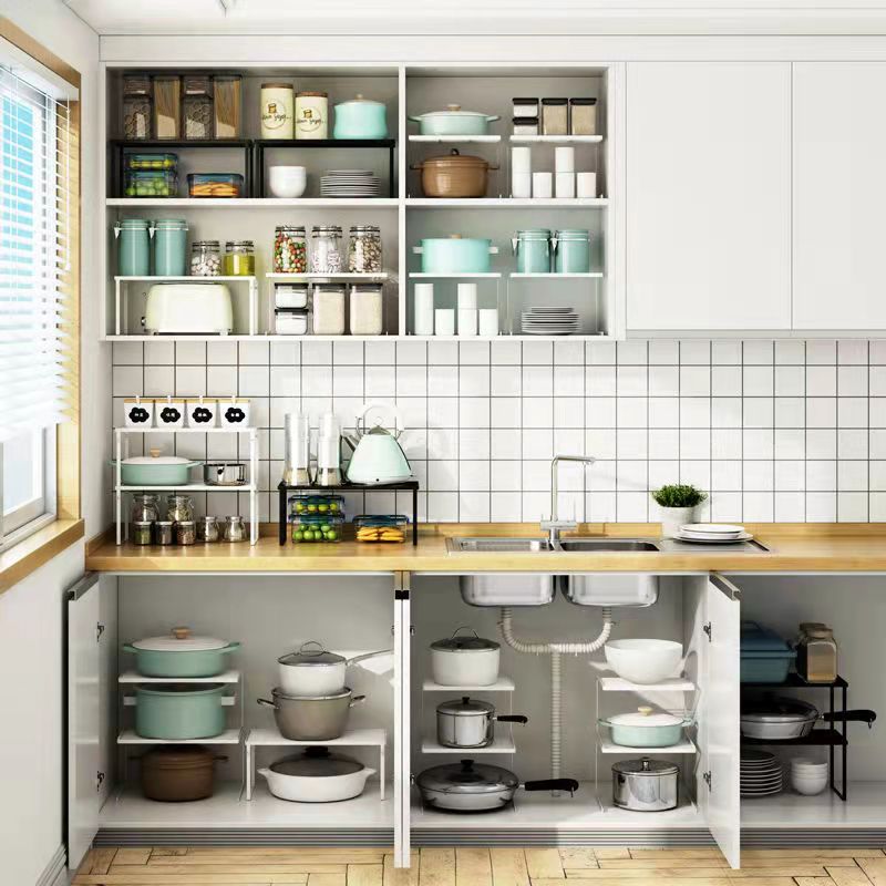 Kitchen Shelves Refrigerator Storage Shelf Layered Pot Rack Cabinet Partition Shelf Multi-layer Dish And Dishes Storage Rack Home Organizer