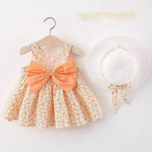 Children Dress Spring Summer Sling Kids Clothing  Baby Girls Clothing Printing Sleeveless A-line Pleated Floral Dress Girl