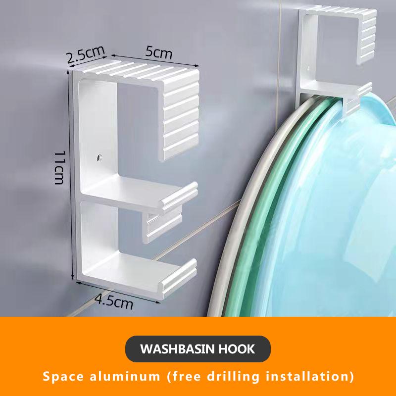 Bathroom Washbasin Rack Kitchen Pot Cover Rack Cutting Board Rack Hole-free Storage Rack Wall Hanger Bracket Collapsible Washbasin Rack